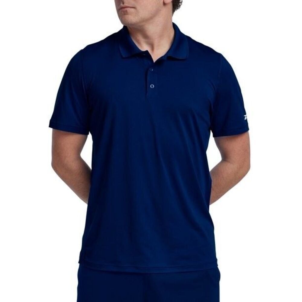 Reebok Men's Short Sleeve Mesh sides Performance Polo Shirt Navy Blue Medium
